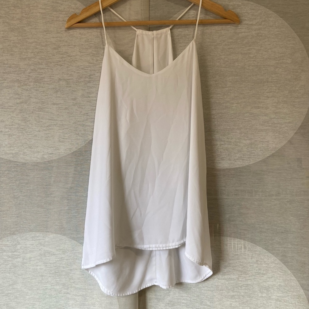 White Sleeveless High-Low Top